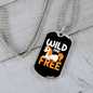 Wild and Free Horse Necklace Stainless Steel or 18k Gold Dog Tag 24" Chain-Express Your Love Gifts