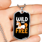 Wild and Free Horse Necklace Stainless Steel or 18k Gold Dog Tag 24" Chain-Express Your Love Gifts