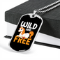 Wild and Free Horse Necklace Stainless Steel or 18k Gold Dog Tag 24" Chain-Express Your Love Gifts