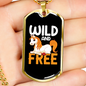 Wild and Free Horse Necklace Stainless Steel or 18k Gold Dog Tag 24" Chain-Express Your Love Gifts