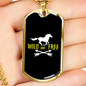Wild and Free Horse Simple Necklace Stainless Steel or 18k Gold Dog Tag 24" Chain-Express Your Love Gifts