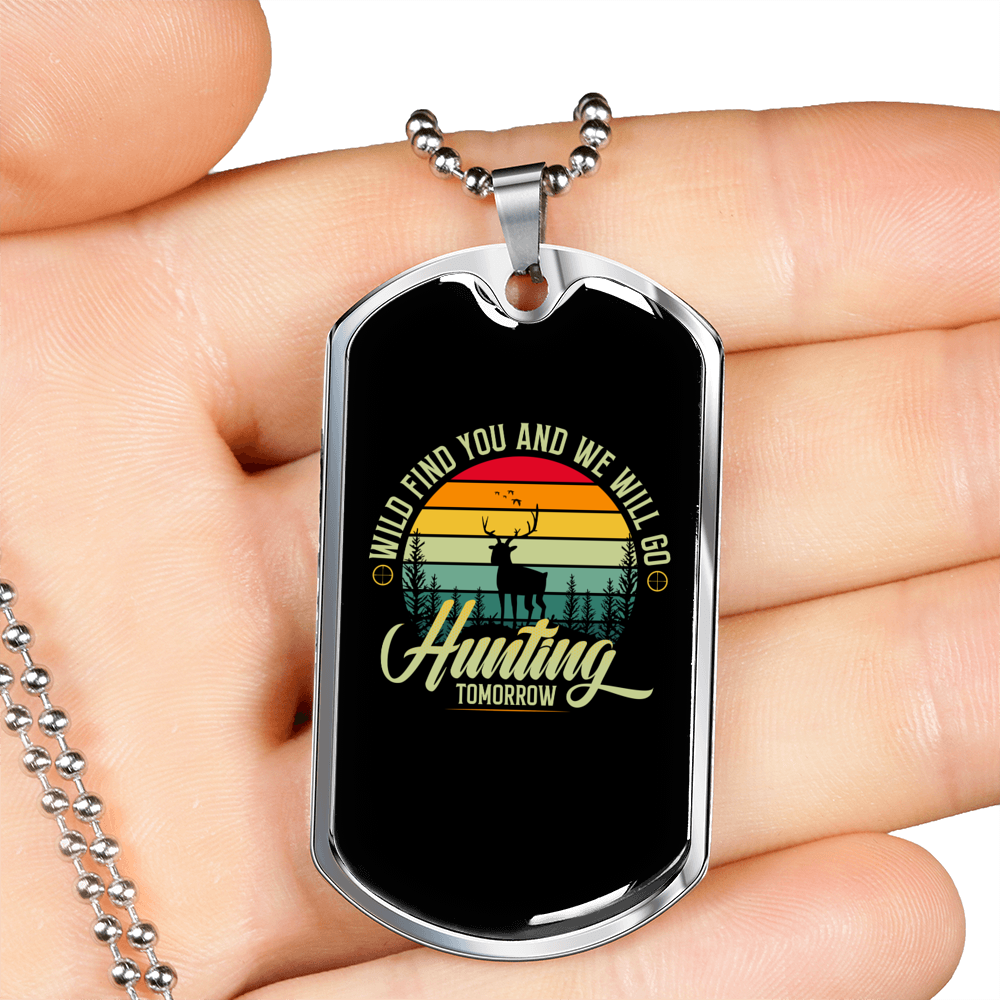 Wild Find You Hunting Necklace Stainless Steel or 18k Gold Dog Tag 24" Chain-Express Your Love Gifts