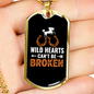 Wild Hearts Can't Be Broken Horse Necklace Stainless Steel or 18k Gold Dog Tag 24" Chain-Express Your Love Gifts