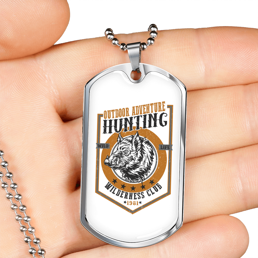 Wild Life Necklace Stainless Steel or 18k Gold Dog Tag 24" Chain-Express Your Love Gifts