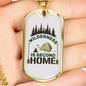 Wilderness Is Second Home Hunting Necklace Stainless Steel or 18k Gold Dog Tag 24"-Express Your Love Gifts