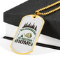 Wilderness Is Second Home Hunting Necklace Stainless Steel or 18k Gold Dog Tag 24"-Express Your Love Gifts
