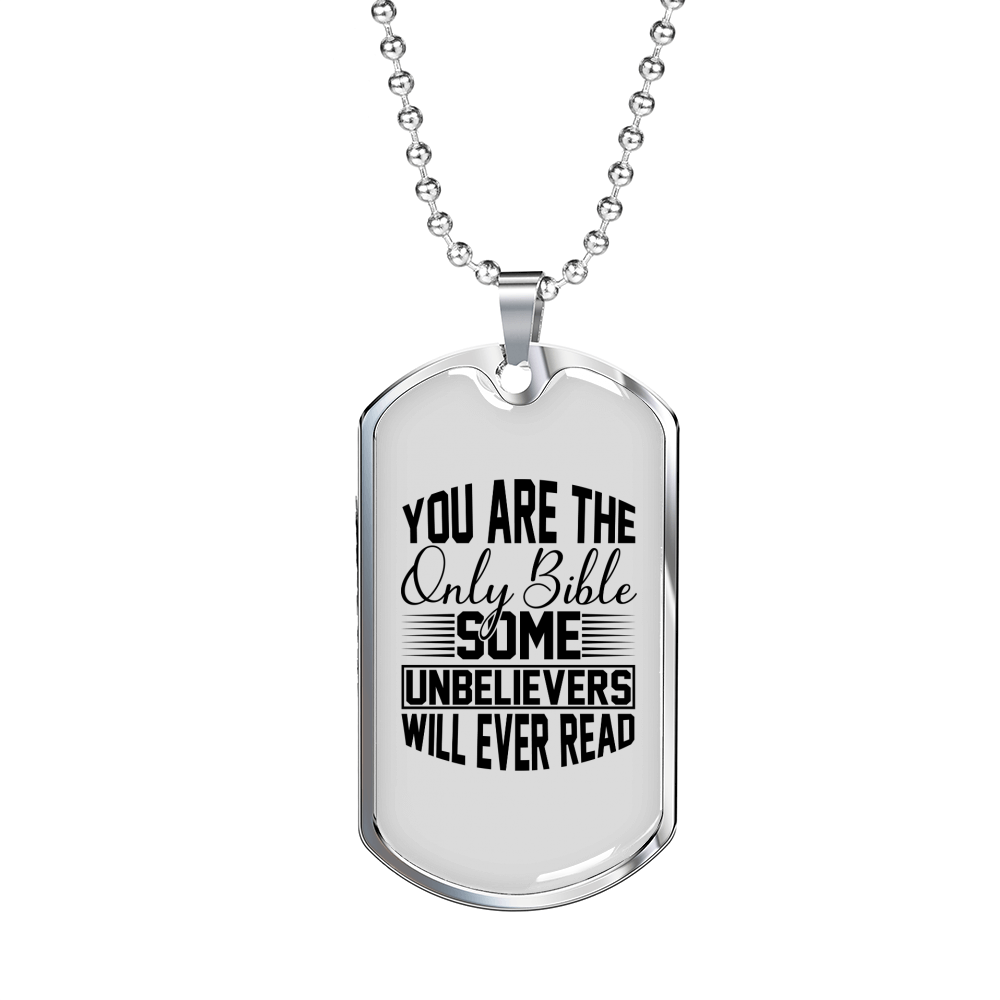 Will Ever Read Christian Necklace Stainless Steel or 18k Gold Dog Tag 24" Chain-Express Your Love Gifts