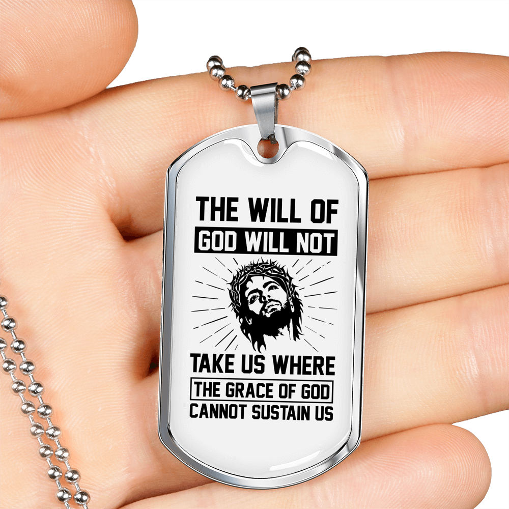 Will Of God Christian Necklace Stainless Steel or 18k Gold Dog Tag 24" Chain-Express Your Love Gifts