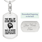 Will Of God Keychain Stainless Steel or 18k Gold Dog Tag Keyring-Express Your Love Gifts