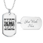 Will Read The Bible Christian Necklace Stainless Steel or 18k Gold Dog Tag 24" Chain-Express Your Love Gifts