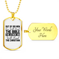 Will Read The Bible Christian Necklace Stainless Steel or 18k Gold Dog Tag 24" Chain-Express Your Love Gifts