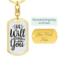 Will Sustain You Keychain Stainless Steel or 18k Gold Dog Tag Keyring-Express Your Love Gifts