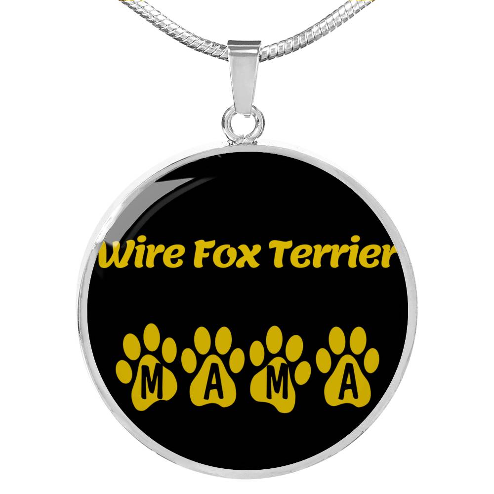 Wire Fox Terrier Mama Circle Necklace Stainless Steel or 18k Gold 18-22" Dog Owner Lover-Express Your Love Gifts