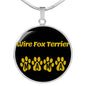 Wire Fox Terrier Mama Circle Necklace Stainless Steel or 18k Gold 18-22" Dog Owner Lover-Express Your Love Gifts