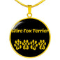 Wire Fox Terrier Mama Circle Necklace Stainless Steel or 18k Gold 18-22" Dog Owner Lover-Express Your Love Gifts