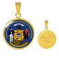 Wisconsin State Seal Necklace Circle Pendant Stainless Steel or 18k Gold 18-22"-Express Your Love Gifts