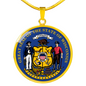 Wisconsin State Seal Necklace Circle Pendant Stainless Steel or 18k Gold 18-22"-Express Your Love Gifts