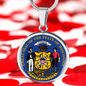 Wisconsin State Seal Necklace Circle Pendant Stainless Steel or 18k Gold 18-22"-Express Your Love Gifts