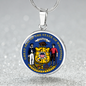 Wisconsin State Seal Necklace Circle Pendant Stainless Steel or 18k Gold 18-22"-Express Your Love Gifts