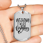 Wishing I Was Fishing Necklace Stainless Steel or 18k Gold Dog Tag 24" Chain-Express Your Love Gifts