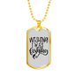 Wishing I Was Fishing Necklace Stainless Steel or 18k Gold Dog Tag 24" Chain-Express Your Love Gifts