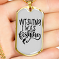 Wishing I Was Fishing Necklace Stainless Steel or 18k Gold Dog Tag 24" Chain-Express Your Love Gifts