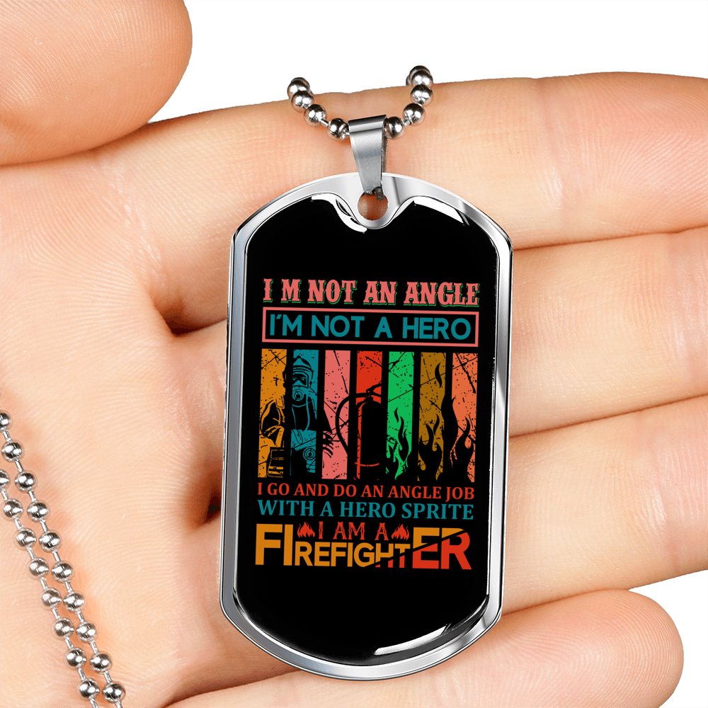 With A Hero Sprite Necklace Stainless Steel or 18k Gold Dog Tag 24" Chain-Express Your Love Gifts