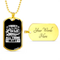 With All Thine Heart White Christian Necklace Stainless Steel or 18k Gold Dog Tag 24" Chain-Express Your Love Gifts