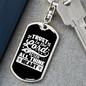 With All Thine Heart White Keychain Stainless Steel or 18k Gold Dog Tag Keyring-Express Your Love Gifts