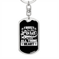 With All Thine Heart White Keychain Stainless Steel or 18k Gold Dog Tag Keyring-Express Your Love Gifts