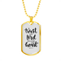 With All Your Heart Christian Necklace Stainless Steel or 18k Gold Dog Tag 24" Chain-Express Your Love Gifts
