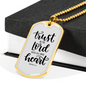 With All Your Heart Christian Necklace Stainless Steel or 18k Gold Dog Tag 24" Chain-Express Your Love Gifts