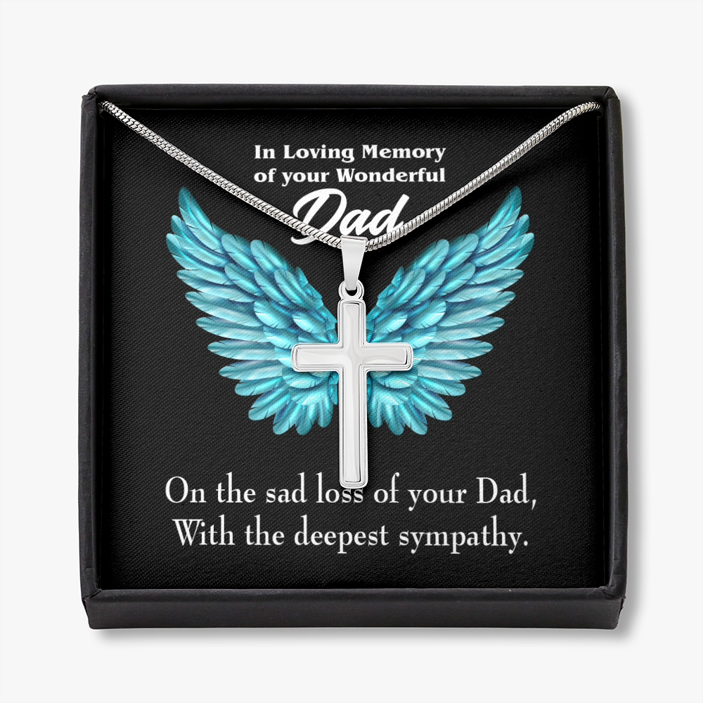 With Deepest Sympathy Dad Memorial Gift Dad Memorial Cross Necklace Sympathy Gift Loss of Father Condolence Message Card-Express Your Love Gifts