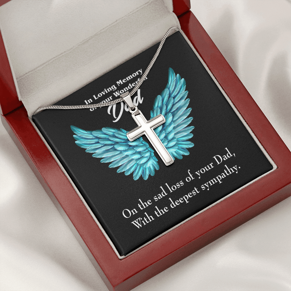 With Deepest Sympathy Dad Memorial Gift Dad Memorial Cross Necklace Sympathy Gift Loss of Father Condolence Message Card-Express Your Love Gifts
