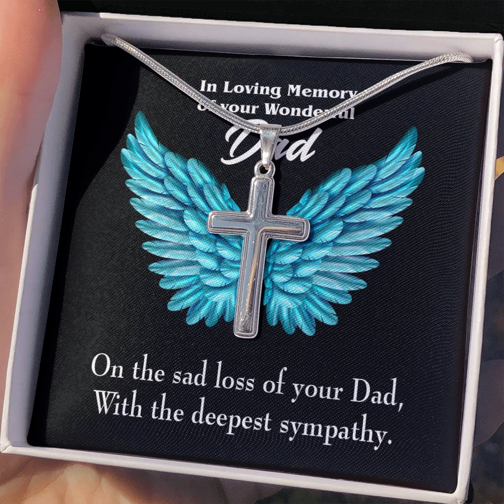 With Deepest Sympathy Dad Memorial Gift Dad Memorial Cross Necklace Sympathy Gift Loss of Father Condolence Message Card-Express Your Love Gifts