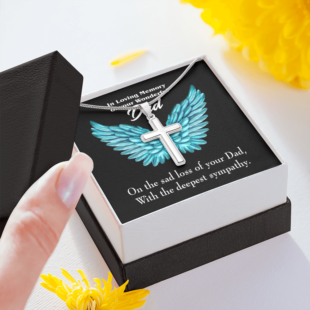 With Deepest Sympathy Dad Memorial Gift Dad Memorial Cross Necklace Sympathy Gift Loss of Father Condolence Message Card-Express Your Love Gifts