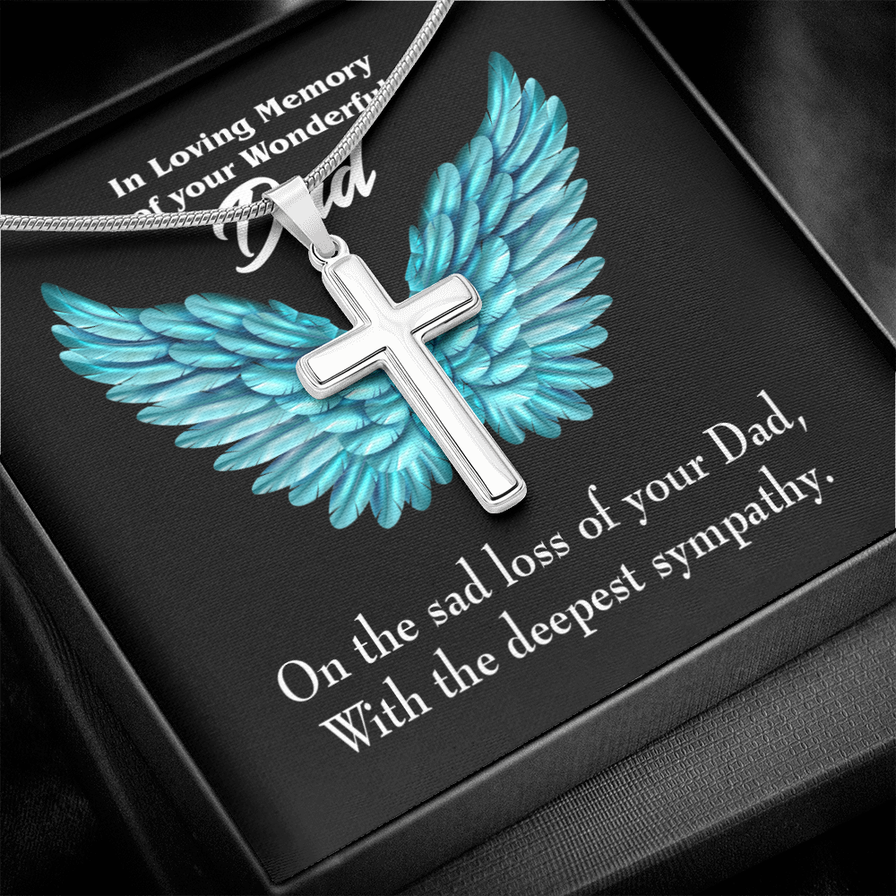 With Deepest Sympathy Dad Memorial Gift Dad Memorial Cross Necklace Sympathy Gift Loss of Father Condolence Message Card-Express Your Love Gifts
