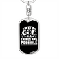 With God All Things Are Possible Keychain Stainless Steel or 18k Gold Dog Tag Keyring-Express Your Love Gifts