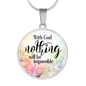 With God Christian Necklace Circle Pendant Stainless Steel or 18k Gold 18-22-Express Your Love Gifts