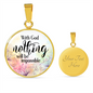 With God Christian Necklace Circle Pendant Stainless Steel or 18k Gold 18-22-Express Your Love Gifts