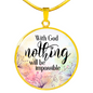 With God Christian Necklace Circle Pendant Stainless Steel or 18k Gold 18-22-Express Your Love Gifts