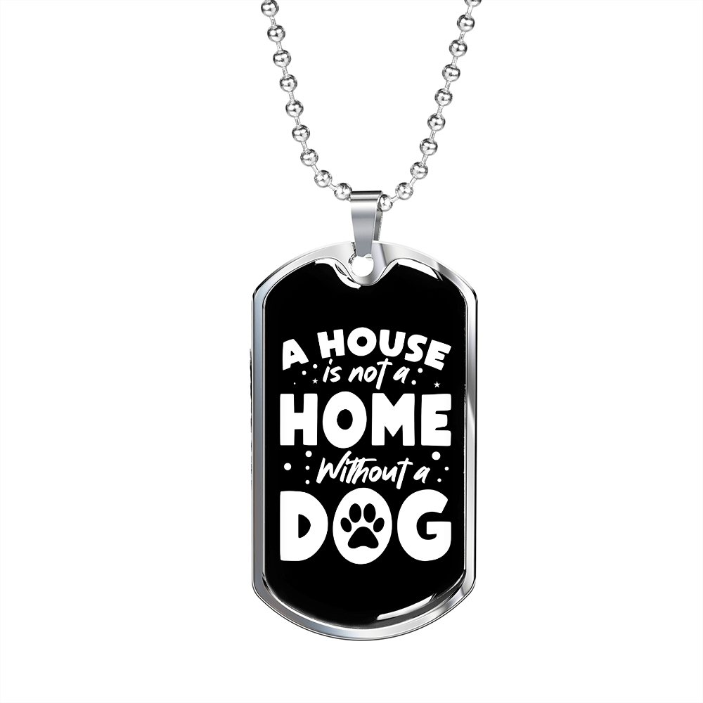 Without Dog Necklace Stainless Steel or 18k Gold Dog Tag 24" Chain-Express Your Love Gifts