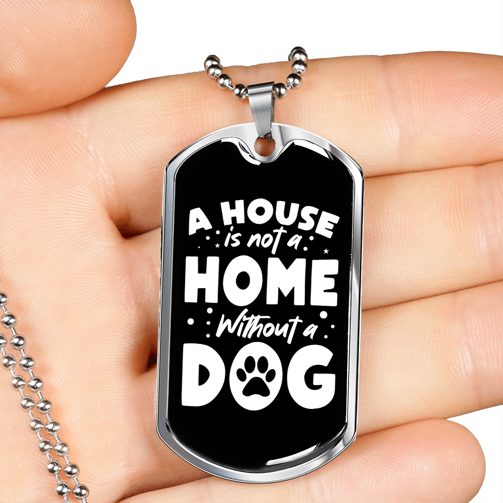 Without Dog Necklace Stainless Steel or 18k Gold Dog Tag 24" Chain-Express Your Love Gifts