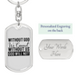 Without God We Cannot Keychain Stainless Steel or 18k Gold Dog Tag Keyring-Express Your Love Gifts