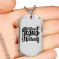 Without Jesus We Are Nothing Christian Necklace Stainless Steel or 18k Gold Dog Tag 24" Chain-Express Your Love Gifts