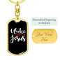 Woke For Jesus Keychain Stainless Steel or 18k Gold Dog Tag Keyring-Express Your Love Gifts