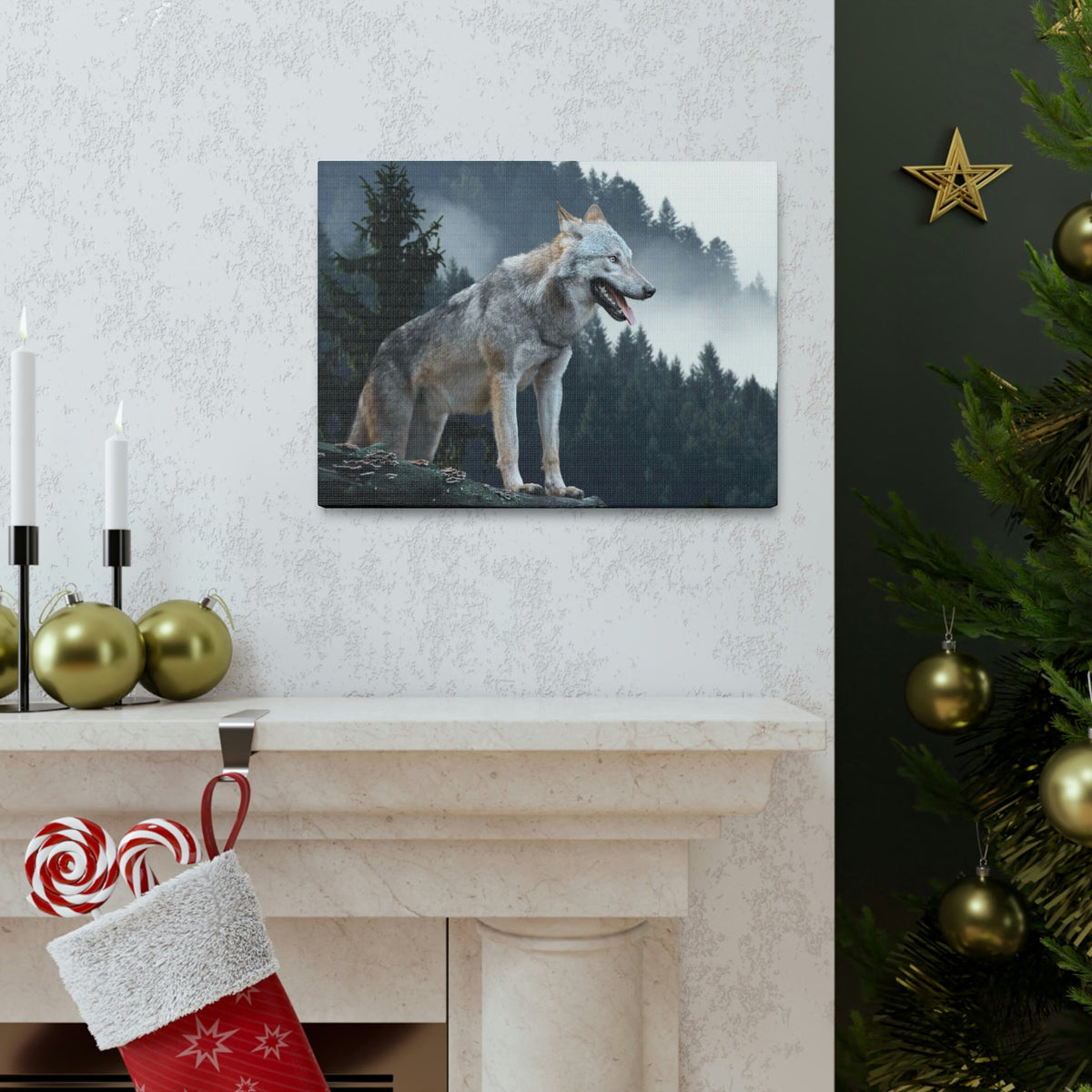 Scripture Walls Wolf Hunting Wolf on Hunt Print Animal Wall Art Wildlife Canvas Prints Wall Art Ready to Hang Unframed-Express Your Love Gifts