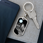 Wolf Keychain Bark At The Moon Swivel Keychain Dog Tag Stainless Steel or 18k Gold-Express Your Love Gifts