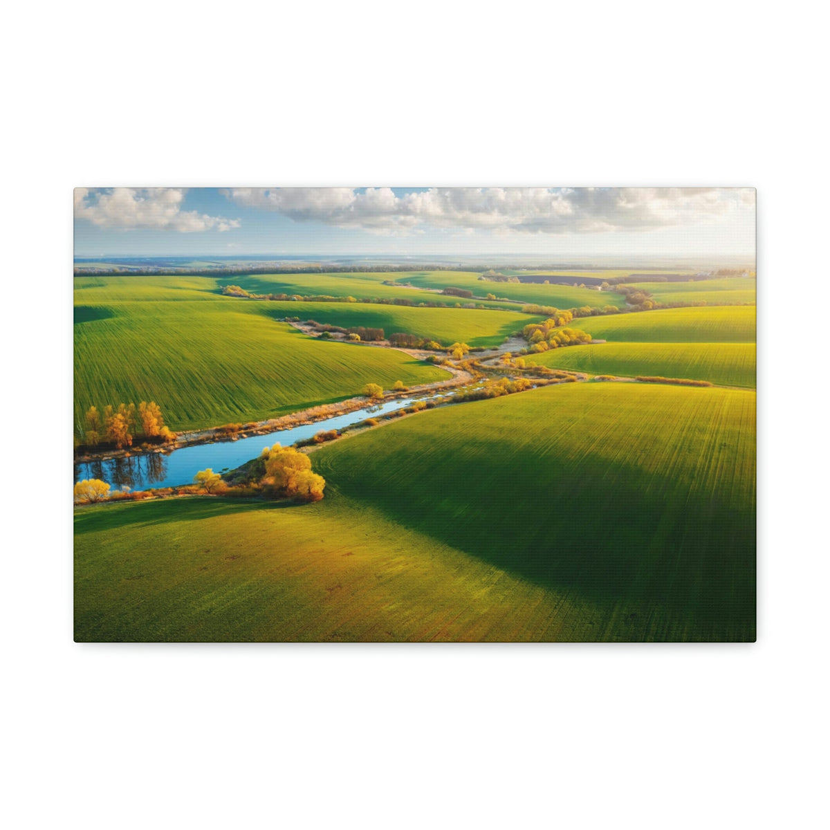 Wonderful Green Wavy Fields Scene Beautiful Enticing and Glamorous Area Beauty Nature Scene Agricultural Fields And Sky Wall Art Ready to Hang Unframed-Express Your Love Gifts