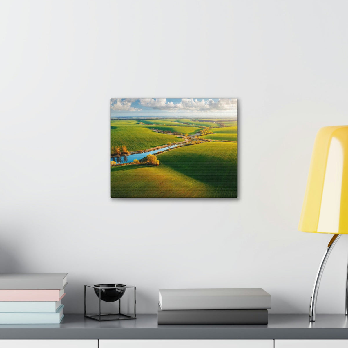 Wonderful Green Wavy Fields Scene Beautiful Enticing and Glamorous Area Beauty Nature Scene Agricultural Fields And Sky Wall Art Ready to Hang Unframed-Express Your Love Gifts